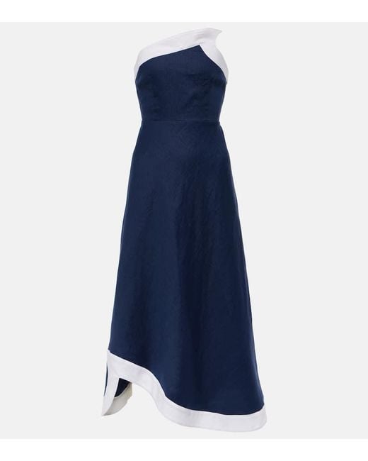 Vestido largo asimetrico Sirani de lino Staud de color Blue