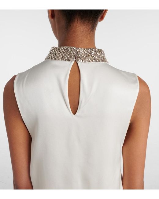 Tom Ford White Embellished Silk Satin Top