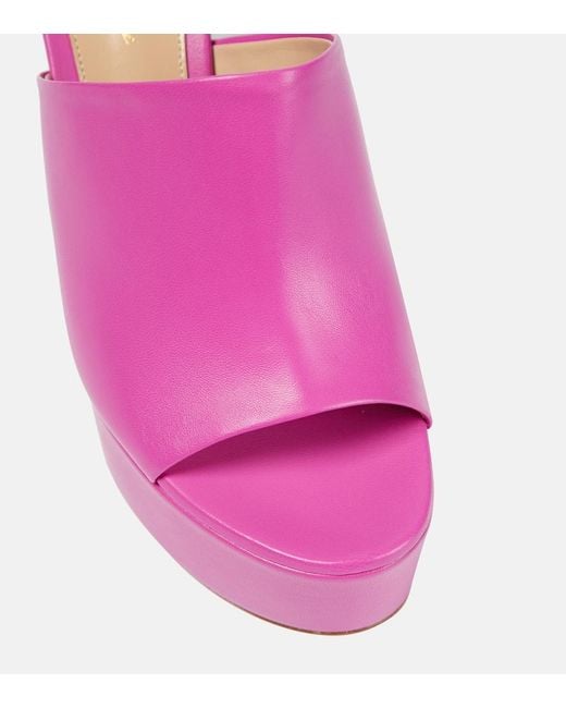 Gianvito Rossi Pink Holly Leather Platform Mules