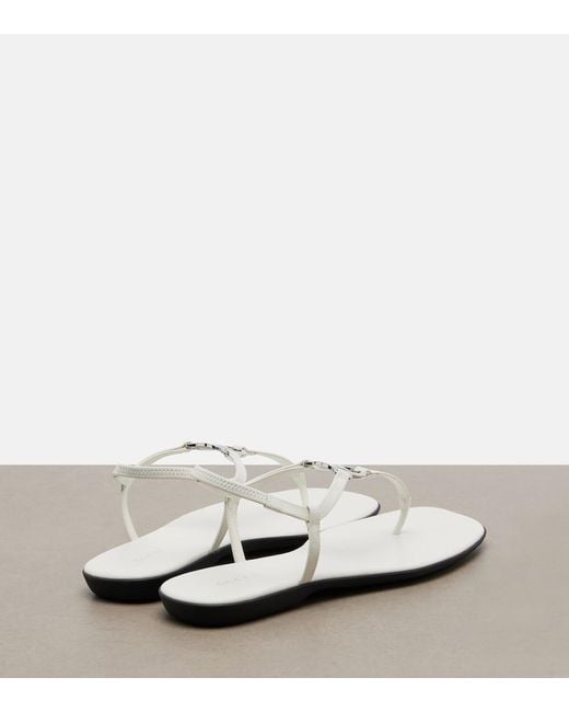 Gucci White Interlocking G Leather Patent Thong Sandals