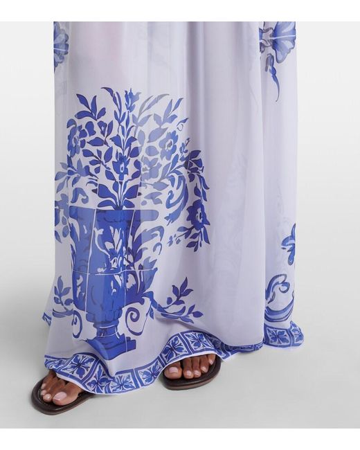 Bananhot Blue Riley Printed Cotton Maxi Dress
