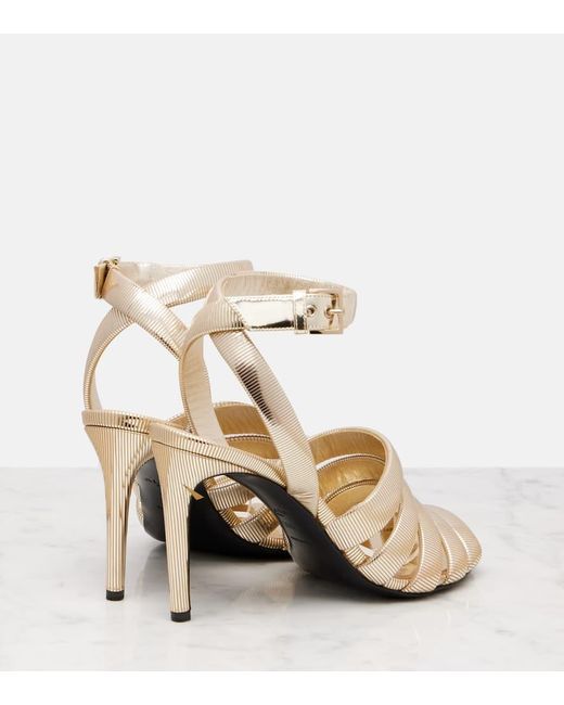 Alaïa Natural Sandalen Strappy 90 Aus Metallic-Leder