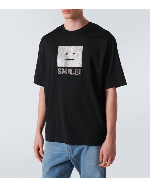 Acne Black Face Cotton Jersey T-shirt for men