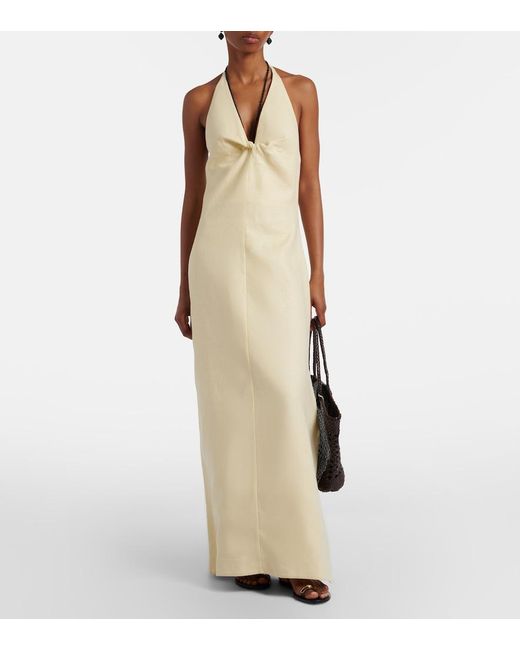 Sir White Halterneck Linen Maxi Dress