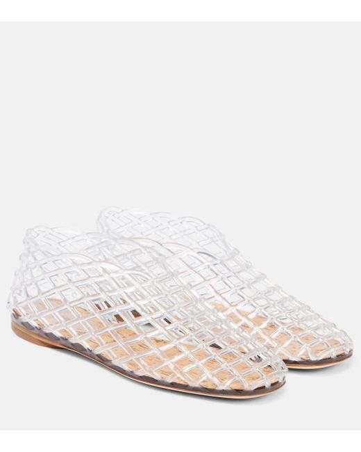The Row White Mara Fishnet Pvc Ballet Flats