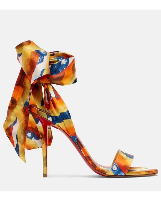 Christian Louboutin Orange Miss Z Sandale Du Désert Silk Sandals 100
