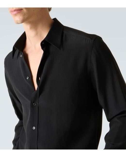 Dolce & Gabbana Black Silk Crepe De Chine Shirt for men