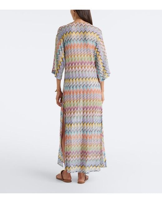 Missoni White Zigzag Lame Kaftan