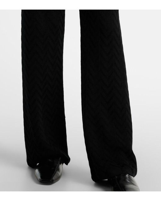 Missoni Blue High-Rise Cotton-Blend Wide-Leg Pants