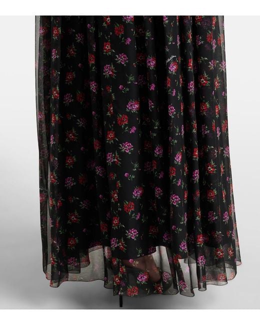 Dolce & Gabbana Black Floral Silk Chiffon Maxi Dress