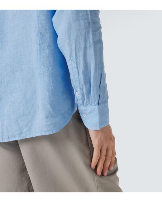 Fedeli Blue Linen Shirt for men