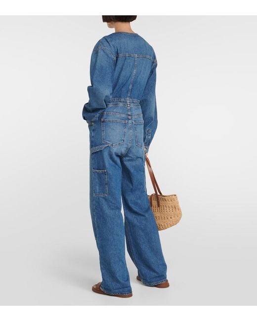 Ulla Johnson Blue Stevie Wide-Leg Denim Jumpsuit