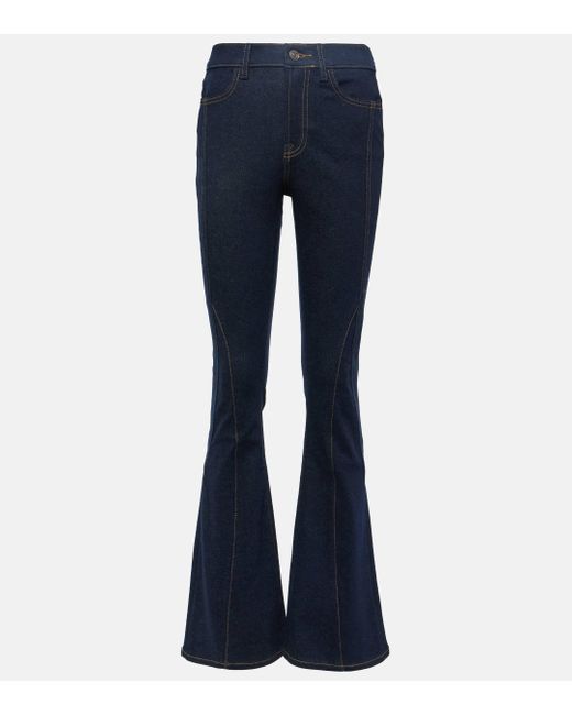 7 For All Mankind Blue Seamed Megaflare High-rise Flared Jeans