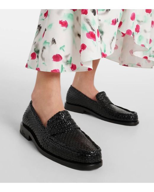 Marni Black Bambi Woven Leather Loafers