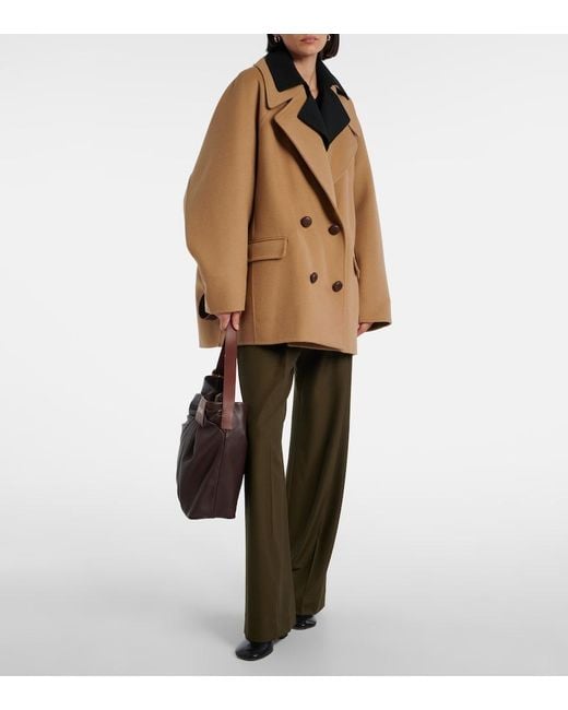 Loewe Brown Oversized Wool Peacoat