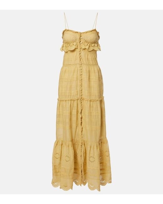 Isabel Marant Metallic Paule Lace-Trimmed Cotton Maxi Dress