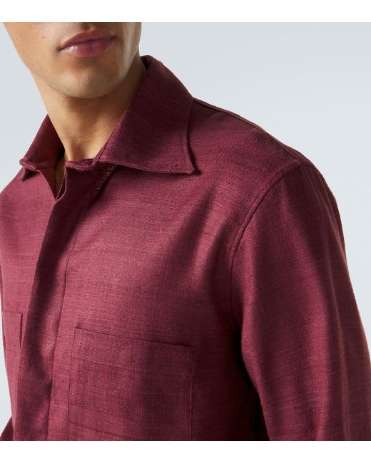 Saman Amel Red Regis Silk Shirt for men