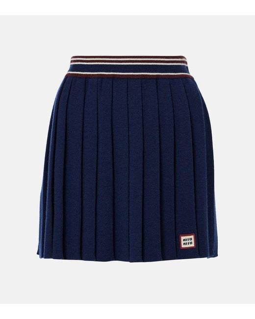 Miu Miu Blue Minirock Aus Wolle Und Kaschmir