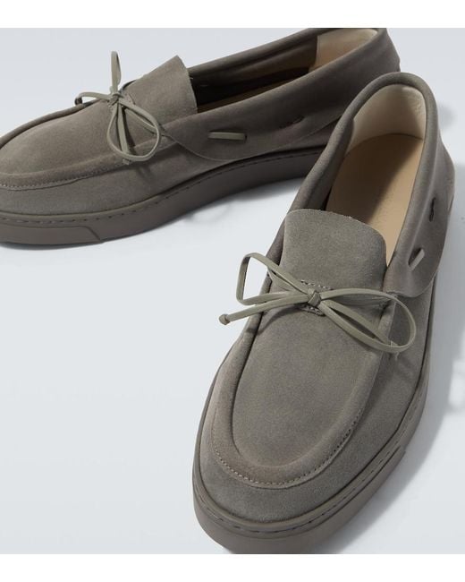 Giorgio Armani Gray Suede Loafers for men
