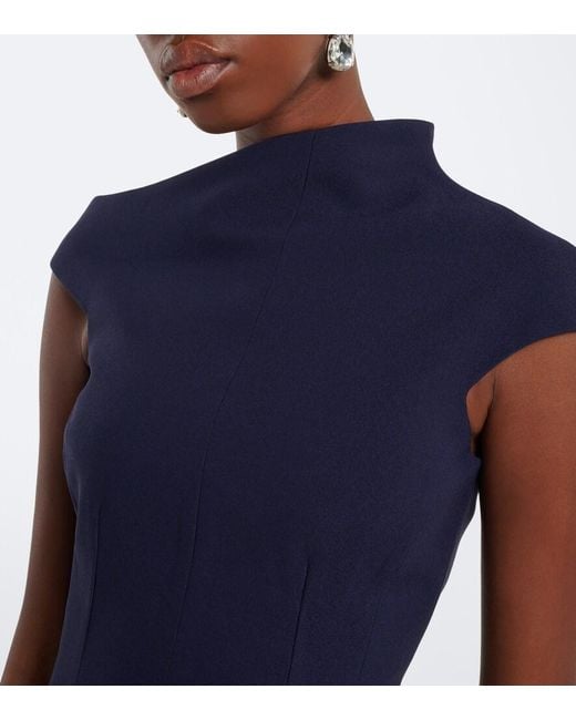 Solace London Blue Arion Asymmetric Crepe Gown