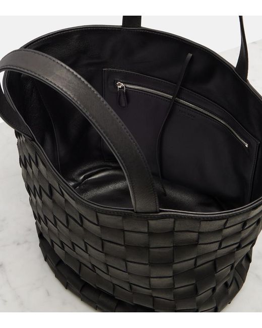 The Row Black Sisal Leather Tote Bag
