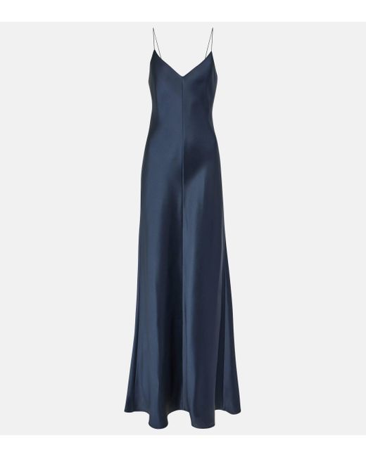 The Row Blue Guinevere Silk Satin Slip Dress