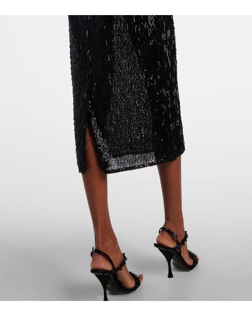 Dolce & Gabbana Black Sequined Midi Dress