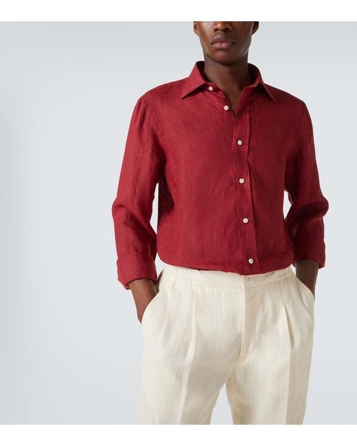 Rubinacci Red Linen Shirt for men