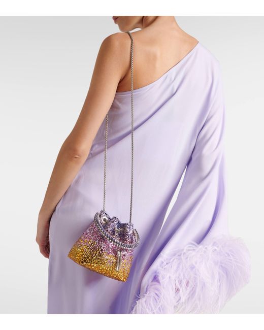 Jimmy Choo Purple Bon Bon Embellished Satin Bucket Bag