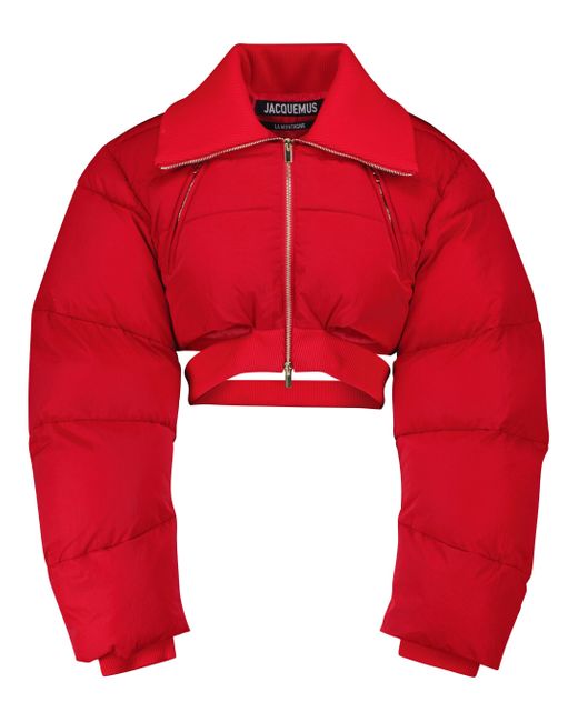Jacquemus La Doudoune Pralu Crop Puffer Jacket in Red | Lyst Australia