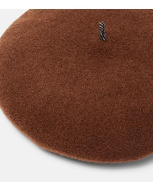 Brunello Cucinelli Brown Monili Wool Beret