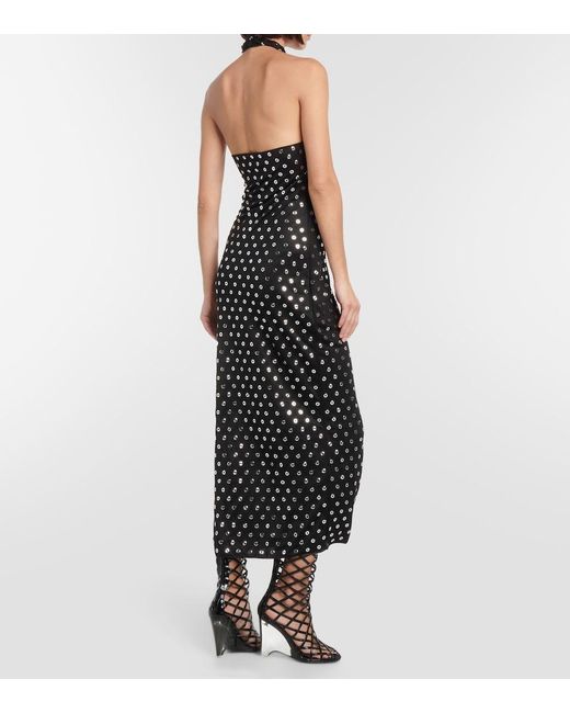 Alaïa Black Embellished Halterneck Midi Dress