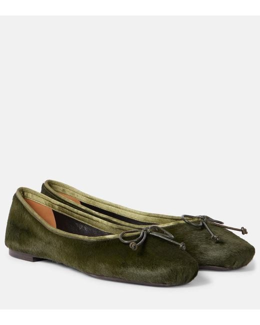 Khaite Green Charlotte Calf Hair Ballet Flats