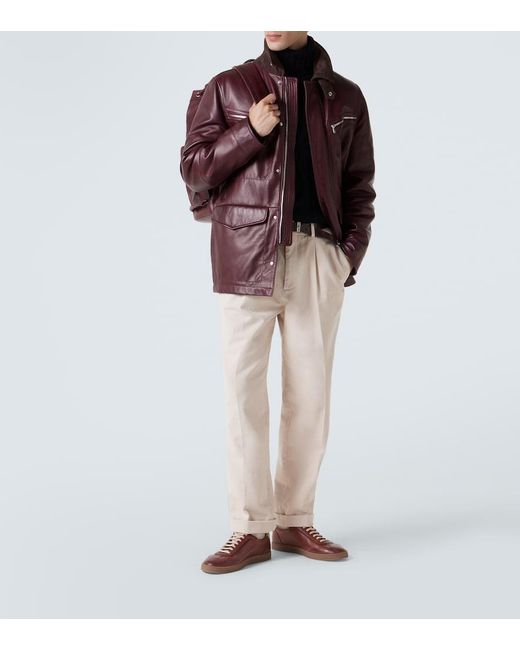 Brunello Cucinelli Brown Leather Sneakers for men