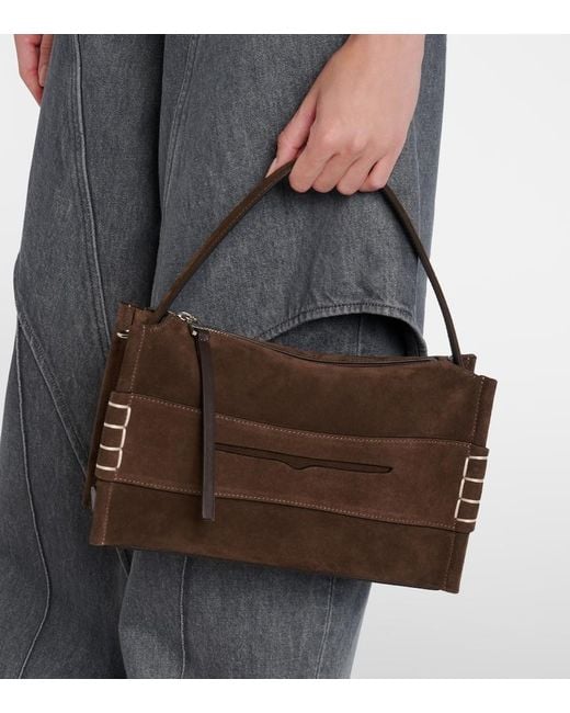 J.W. Anderson Brown Schultertasche Loafer Aus Veloursleder