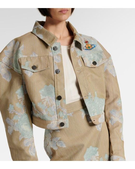 Vivienne Westwood Green Bedruckte Cropped-Jacke aus Denim