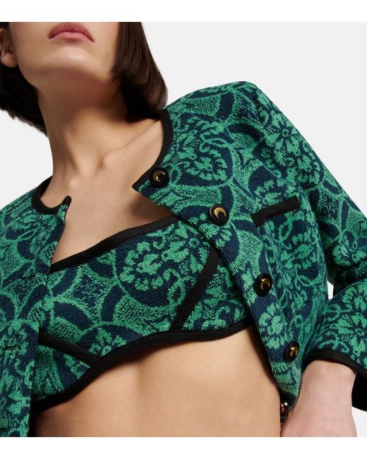 MARINE SERRE Green Printed Terry Bralette