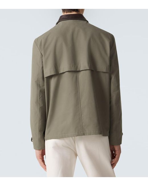 Brunello Cucinelli Green Cotton-Blend Gabardine Field Jacket for men