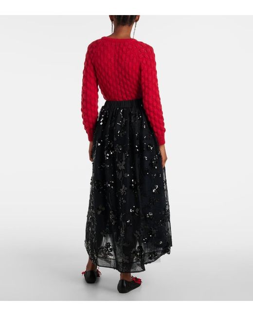 Simone Rocha Black Midirock Aus Tuell Mit Pailletten