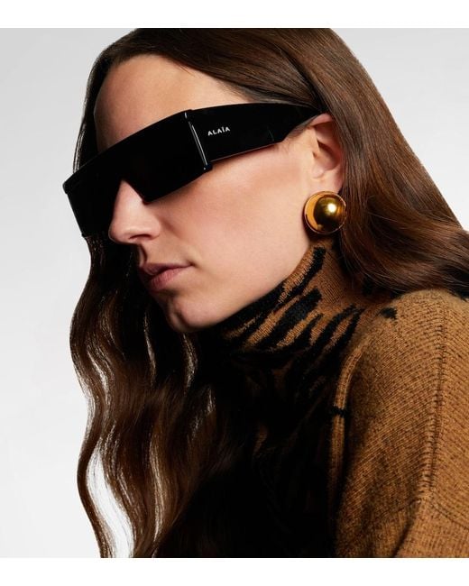 Alaïa Black Logo Flat-Top Sunglasses