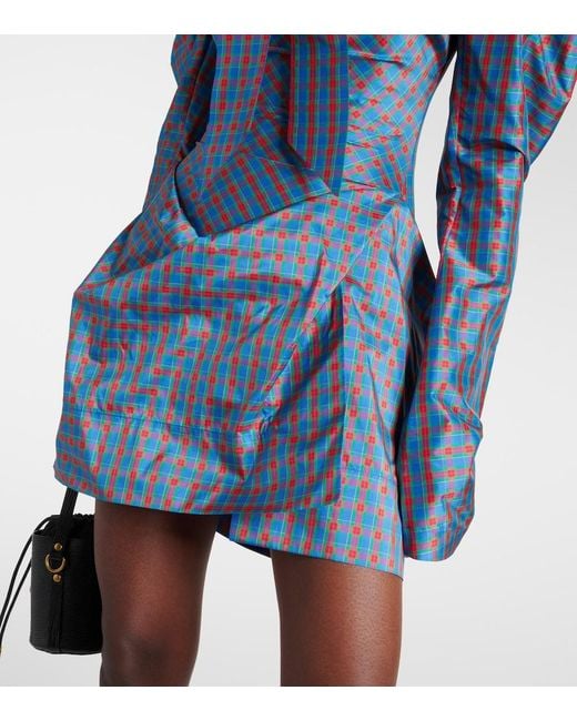 Vivienne Westwood Blue Iwona Checked Taffeta Mini Dress