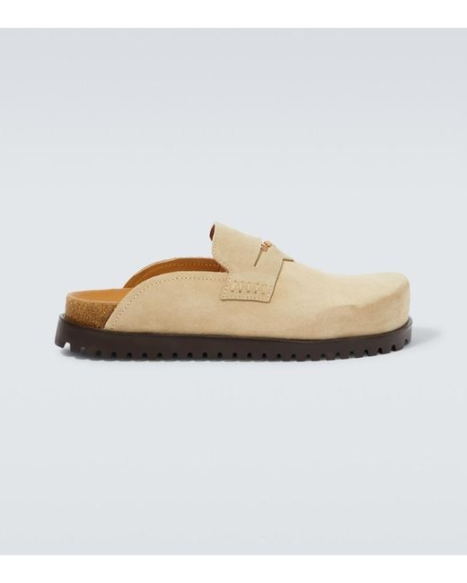 Versace White Medusa Suede Clogs for men