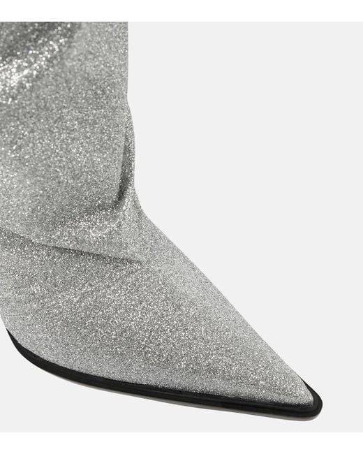 Alexandre Vauthier Gray Glitter Knee-High Boots