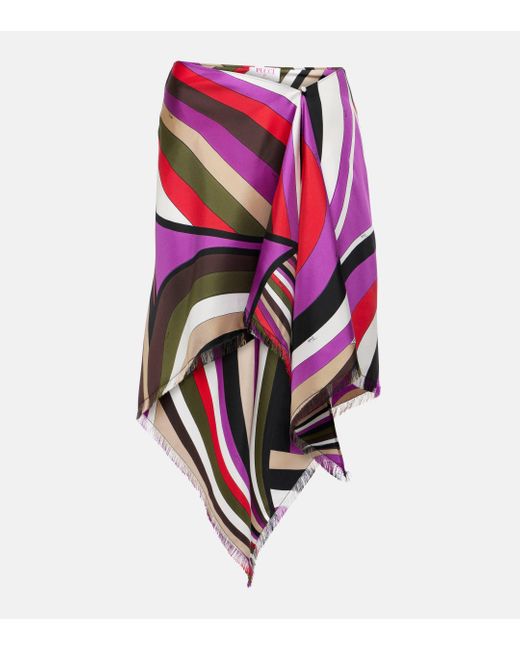 Emilio Pucci Pink Printed Silk Midi Skirt