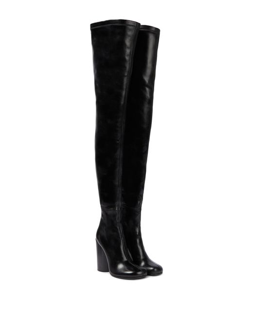 Burberry Leather Over-the-knee Boots in Black | Lyst