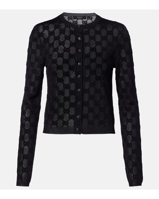 Gucci Blue Gg Crepe Cardigan
