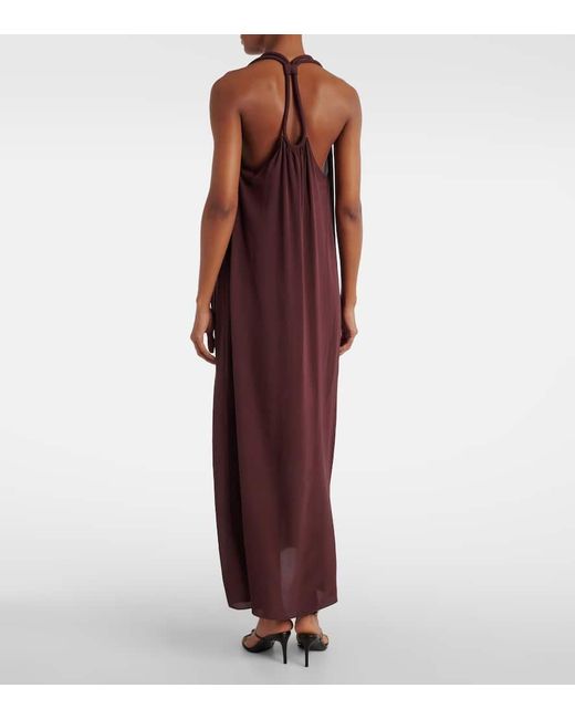 Adriana Degreas Purple Satin Maxi Dress