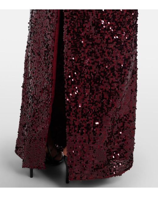 Erdem Purple Draped Sequined Gown