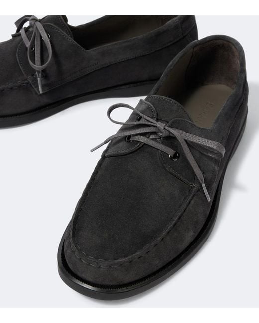 Saman Amel Black City Moc Suede Boat Shoes for men