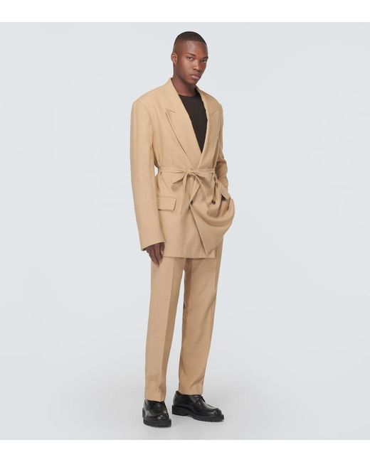Dries Van Noten Natural Bishop Bis Belted Blazer for men